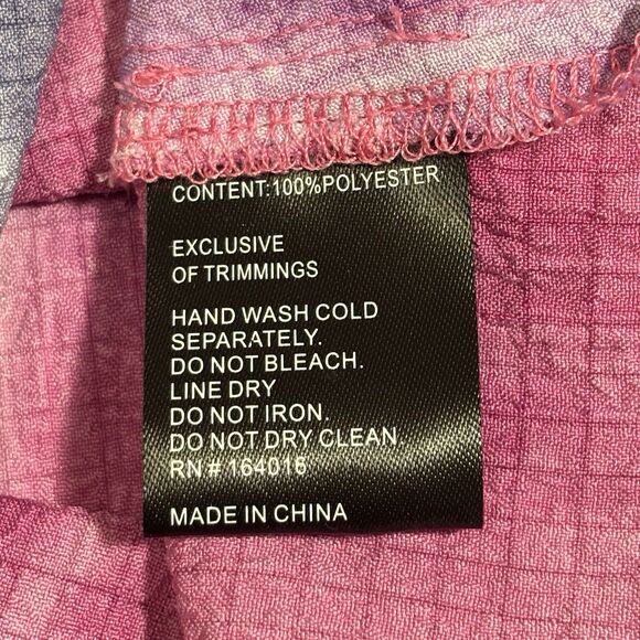 Calessa Tie Dye Tunic Large Purple Blue Pink Floral Embroidered 3/4 Tier Sleeve - Picture 8 of 8
